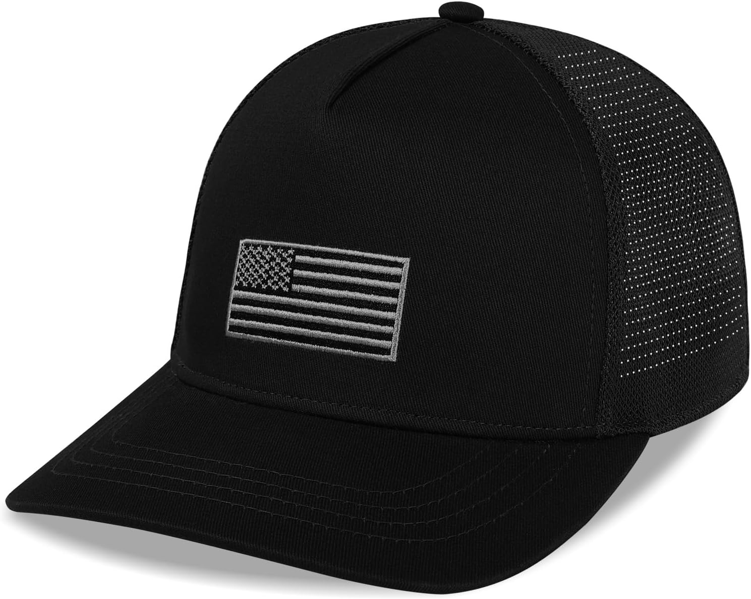 Youth Boys American Flag Trucker Hat, Kids Adjustable Snapback Baseball Cap, Breathable Mesh Back, Ages 3-14