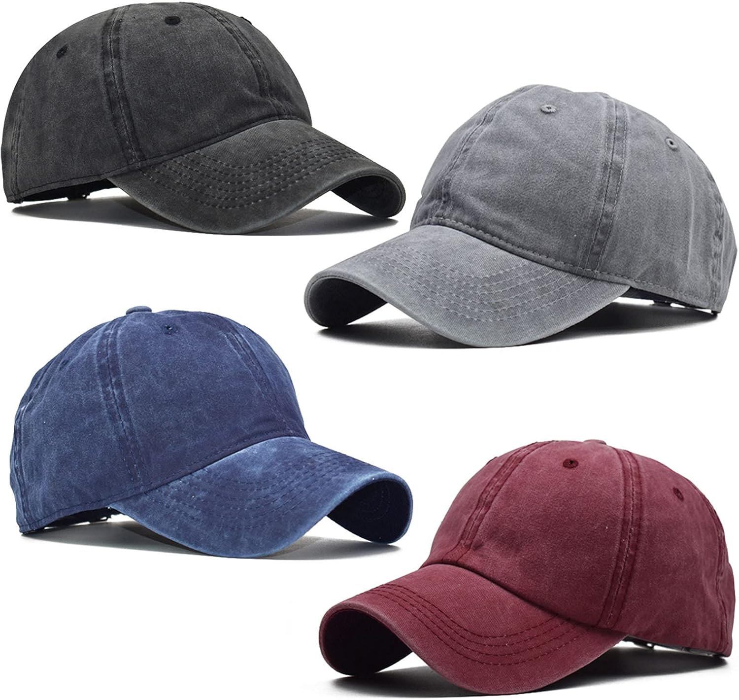 4 Pieces Toddler Baseball Hat Kid Baseball Cap Washed Cotton Adjustable Caps Hats for Boys Girls